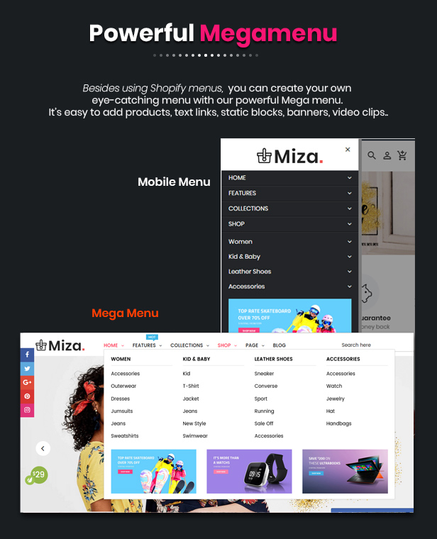 MiZa  - 多功能响应时尚Shopify主题与部分