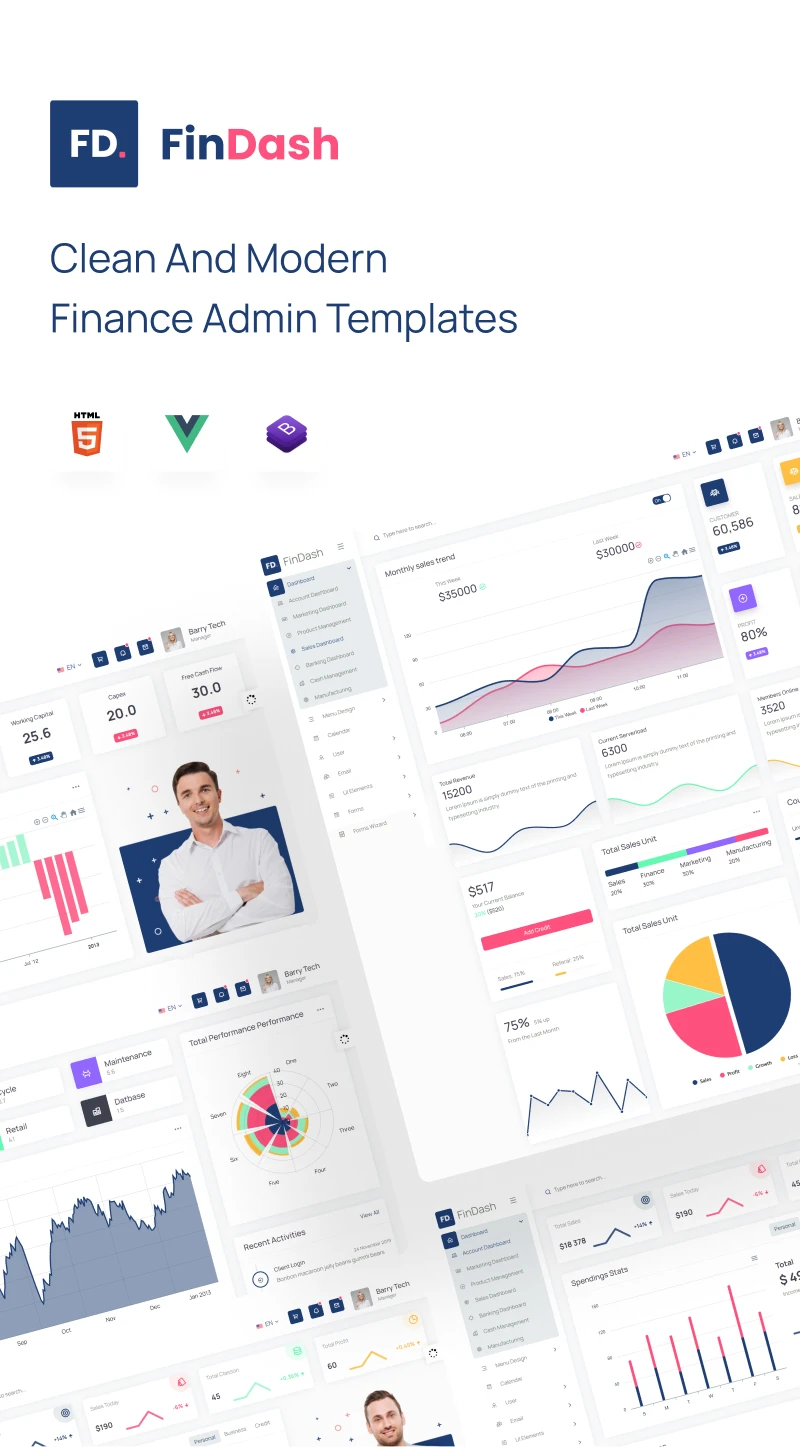 FinDash - Finance Sales Dashboard (VueJS, HTML) - 9