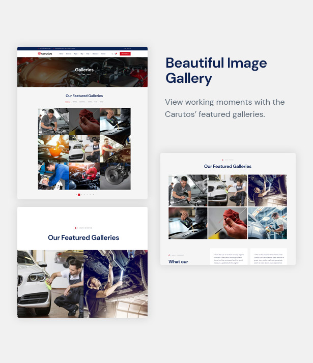 Carutos Auto Parts WordPress Theme - Attractive Image Gallery for Car services