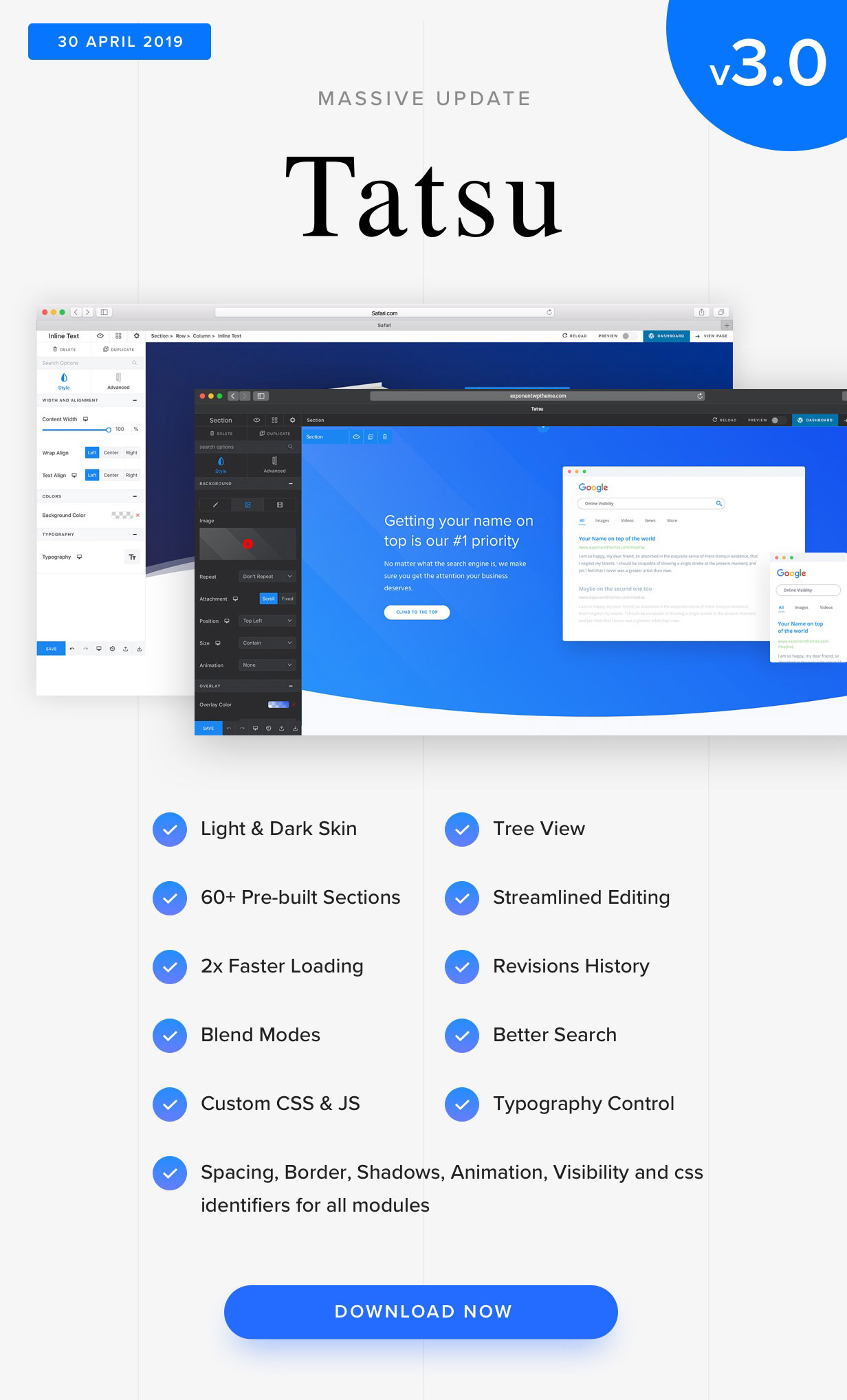 Tatsu version 3.0 - Massive Update to the best fully visual page builder for WordPress