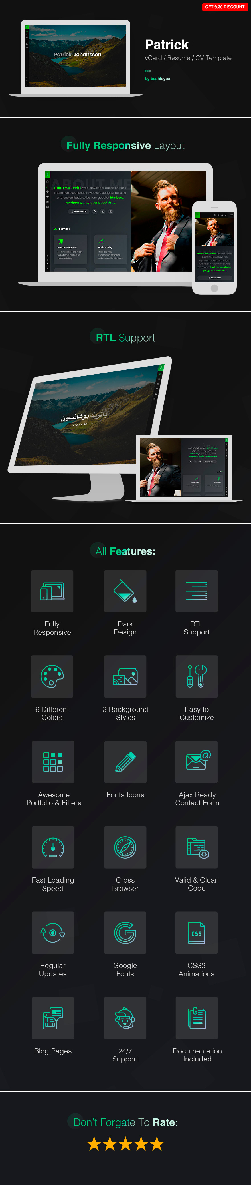 Patrick - Personal CV Resume Jekyll Template - 1