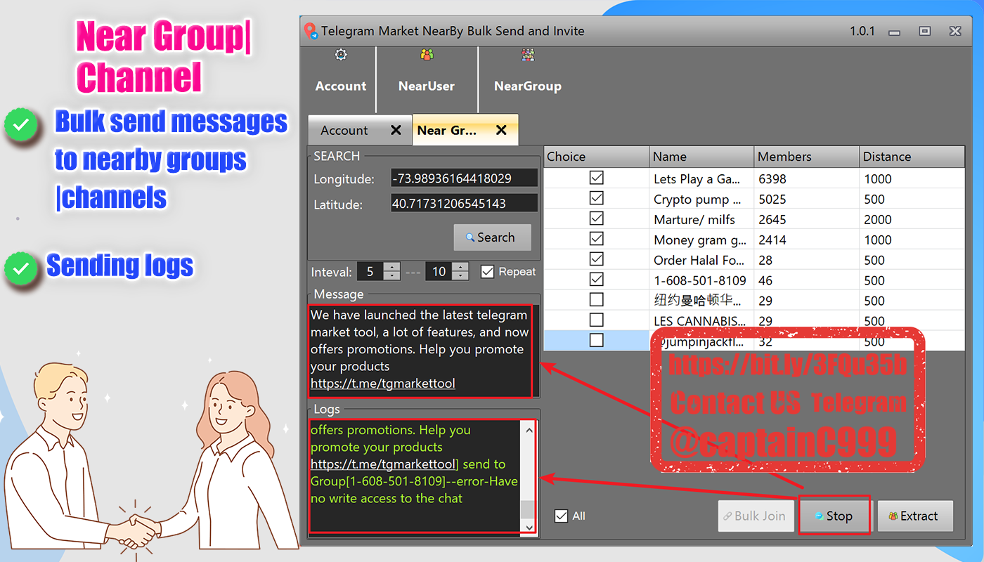 Telegram Nearby Bulk Send | Extract |Invite Pro