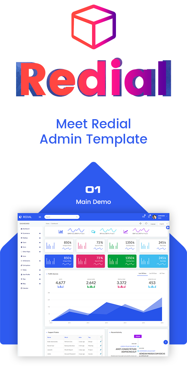 Redial - Multipurpose Angular 6 and Bootstrap 4 Admin Template - 1