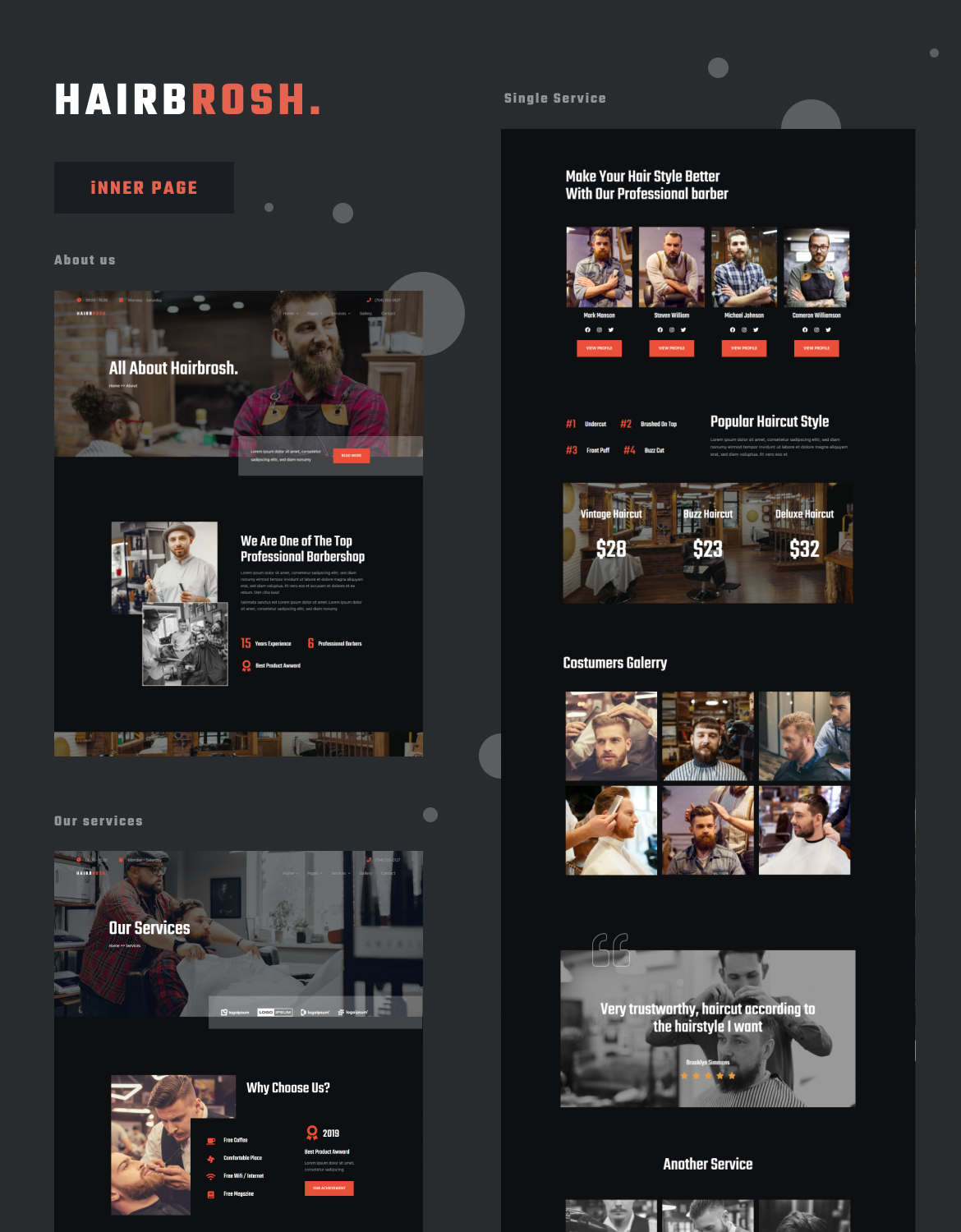 Hairbrosh - Barbershop & Hair Salon Elementor Template Kit - 2
