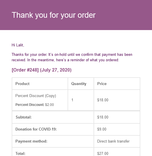 WooCommerce Donation & Tip - Emails
