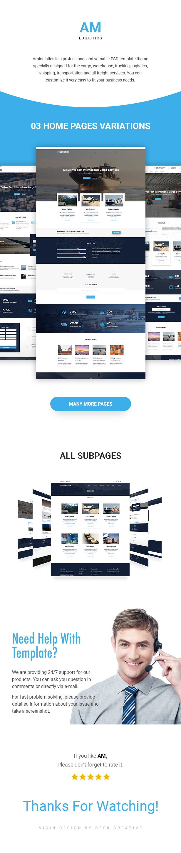 Amlogistic | Transportation & Logistics PSD Template - 1