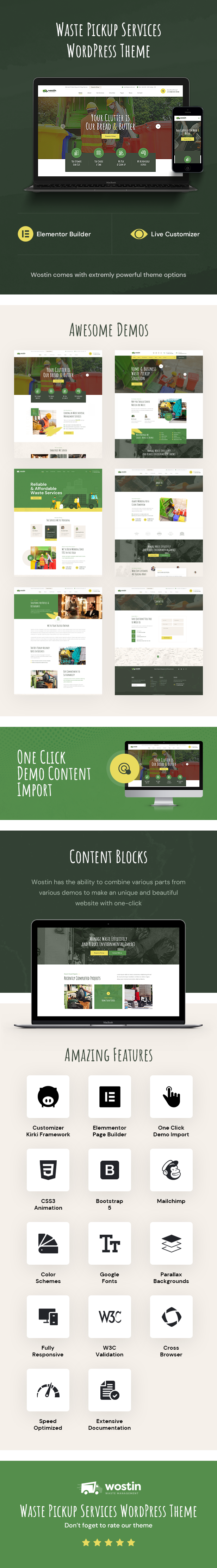 Wostin - Waste Pickup Services WordPress Theme - 1
