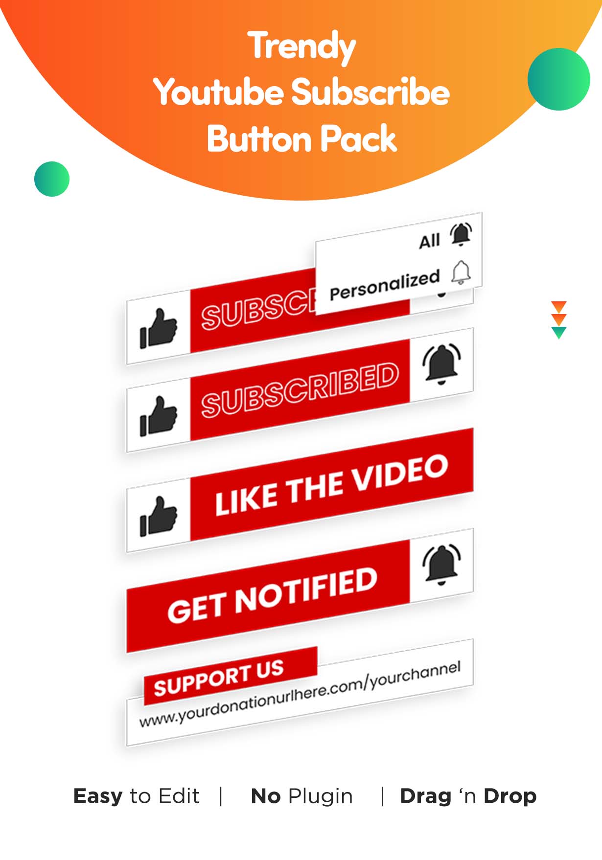 Trendy Youtube Subscribe Button Pack After Effects Template