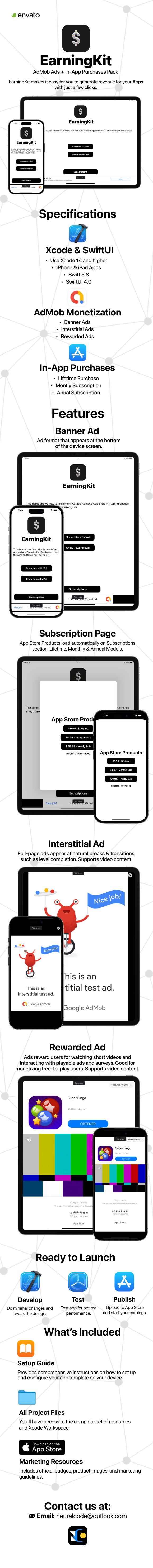 EarningKit SwiftUI: AdMob Banner, Interstitial, Rewarded Ads + StoreKit 2 Subscription Models - 1