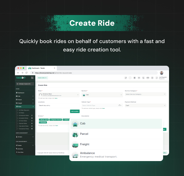 Taxido | Full Solution Taxi Cab Booking with Laravel and React Native