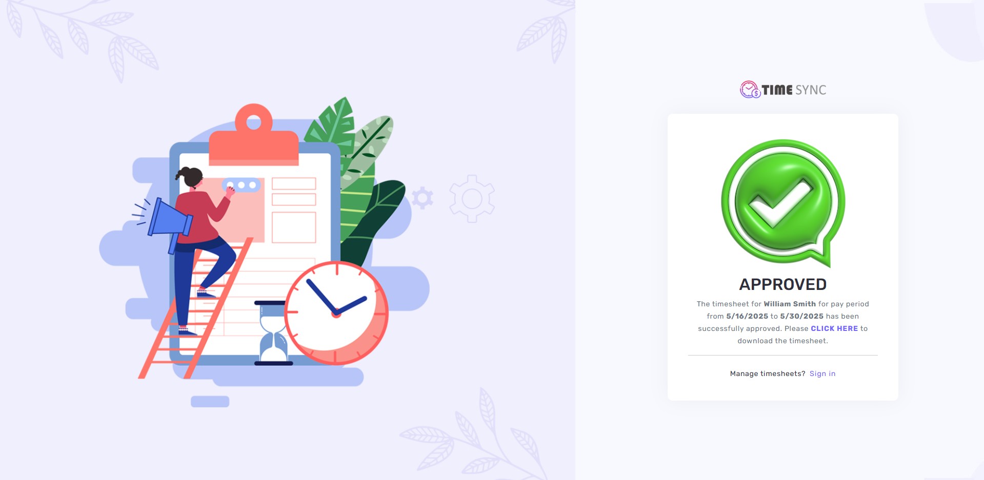 Timesheet Approval Confirmation