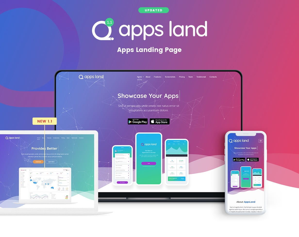 AppsLand - App Landing Page HTML Template