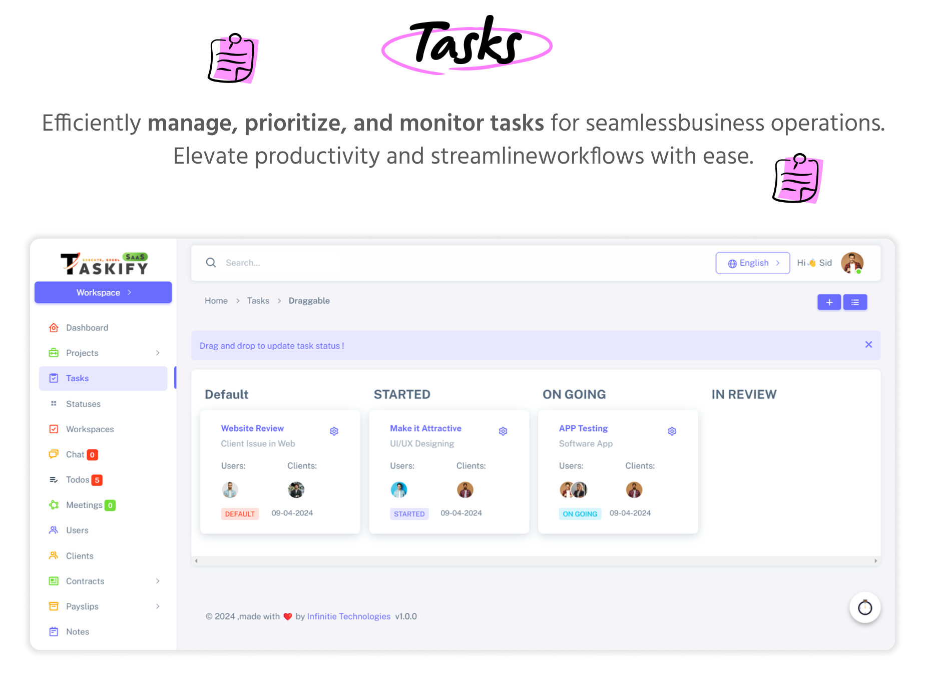 Tasks - Taskify SaaS - Project Management, Task Management & Productivity Tool